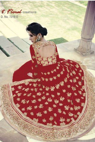 Red Indian Designer Wedding Anarkali Dress