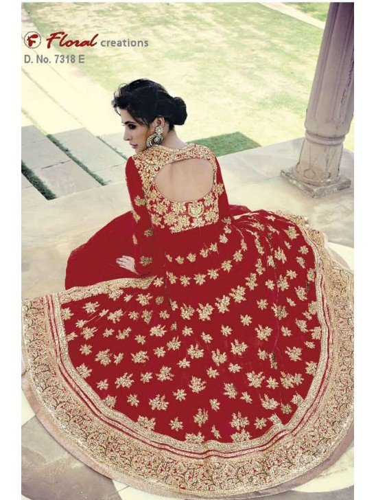 Red Indian Designer Wedding Anarkali Dress