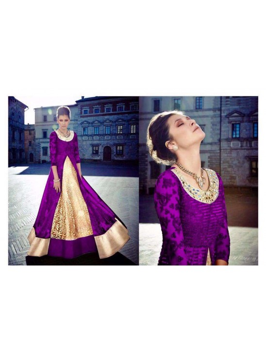 Purple & Gold Indian Evening Dress