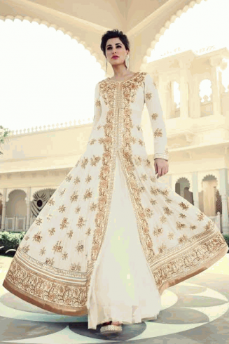 White Indian Wedding Party Anarkali Dress
