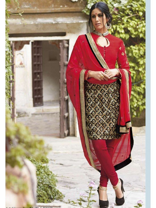 Black & Red Indian Embroidered Shalwar Kameez