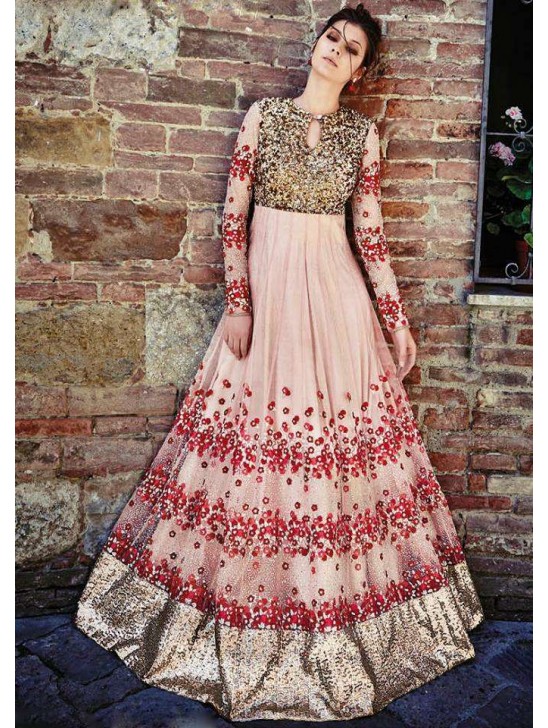 Peach Indian Party Wear Gown