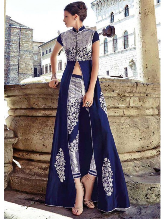 Navy Blue Pakistani Designer Party Wear Salwar Suit