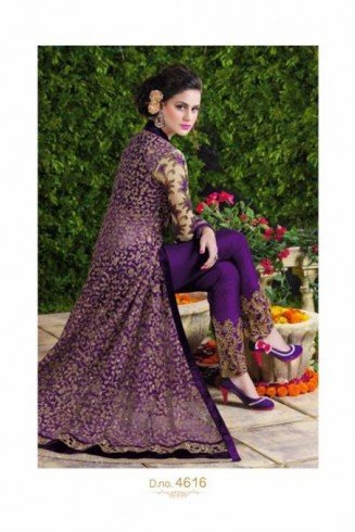 4616 Purple Princess Wedding Wear Embroidered Gown