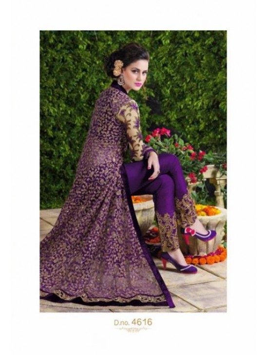 4616 Purple Princess Wedding Wear Embroidered Gown