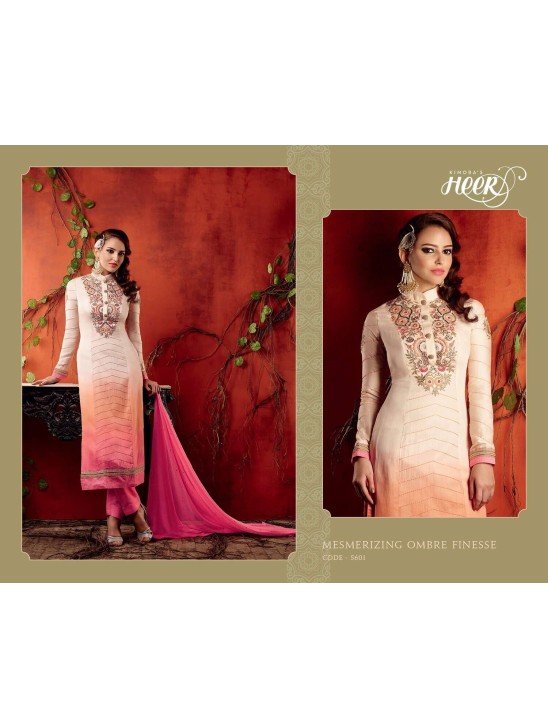 5601 PEACH ECHO AND PINK KIMORA HEER PARTY WEAR SALWAR KAMEEZ SUIT