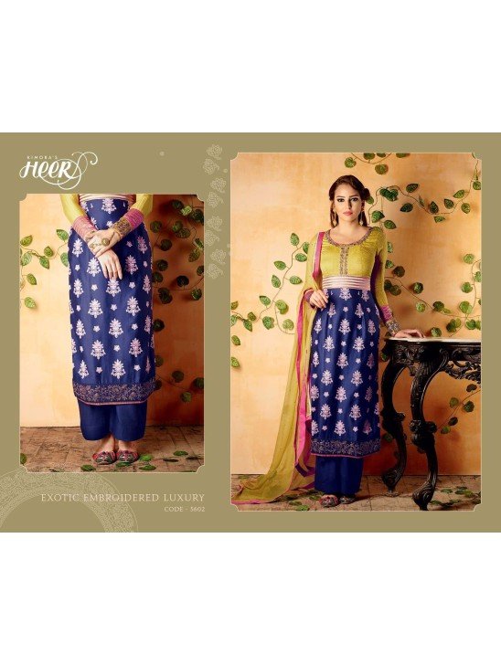 5602 BLUE AND YELLOW KIMORA HEER PARTY WEAR SALWAR KAMEEZ SUIT