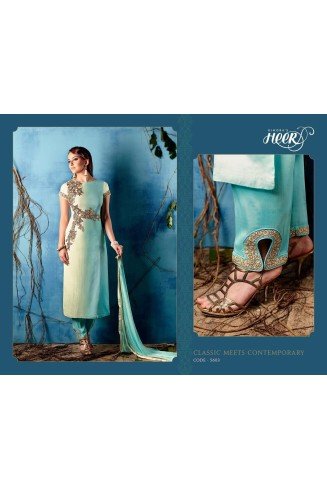 5603 TORQUOISE KIMORA HEER PARTY WEAR SALWAR KAMEEZ SUIT