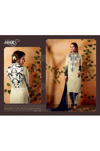 5604 BEIGE AND BLUE KIMORA HEER PARTY WEAR SALWAR KAMEEZ SUIT