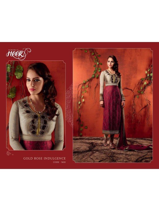 5610 RED AND GREY KIMORA HEER PARTY WEAR SALWAR KAMEEZ SUIT