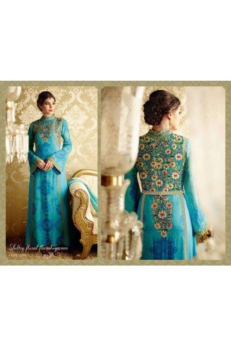 5711 BLUE AND MULTICOLOR HEER 8 BY KIMORA PARTY WEAR DESIGNER SUIT