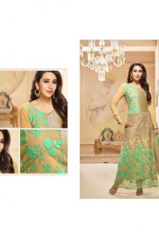 Gold Green Dress Party Outfit Anarkali Suit