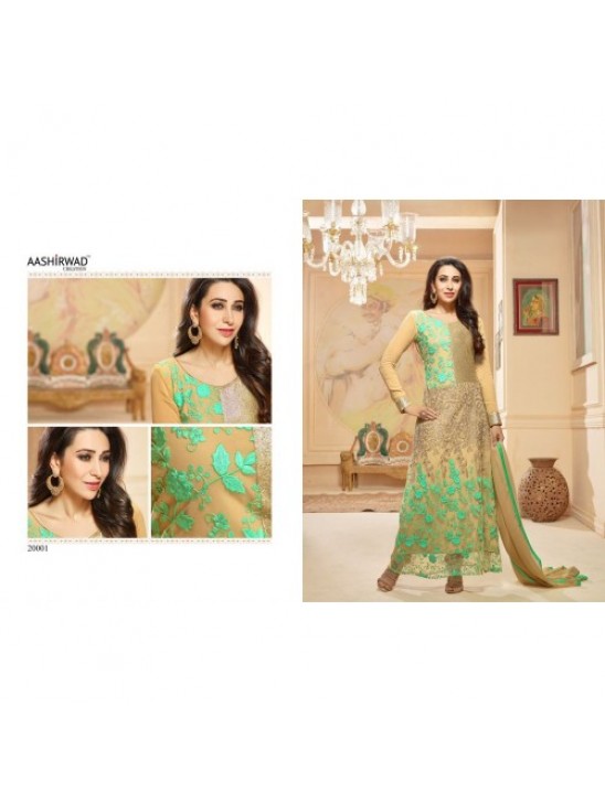 Gold Green Dress Party Outfit Anarkali Suit