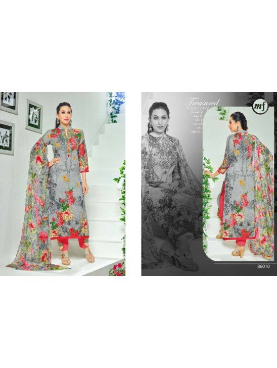 Grey Printed Lawn Salwar Suit