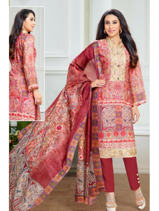 P70013 SAMBA RED KARISHMA KAPOOR PASHMINA DESIGNER SUIT