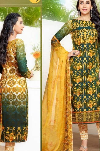 P7009 DARK GREEN KARISHMA KAPOOR PASHMINA DESIGNER SUIT