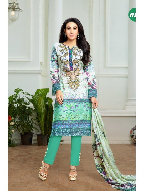 P7010 SPRIN GREEN KARISHMA KAPOOR PASHMINA DESIGNER SUIT