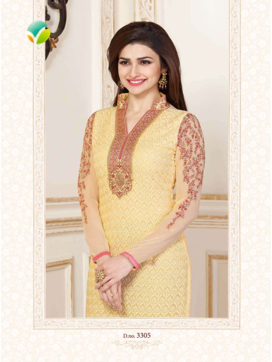 K3305 YELLOW KASEESH PRACHI-15 PARTY WEAR SALWAR KAMEEZ SUIT