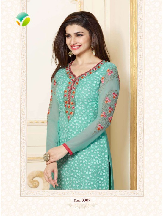 K3307 TURQUOISE KASEESH PRACHI-15 PARTY WEAR SALWAR KAMEEZ SUIT