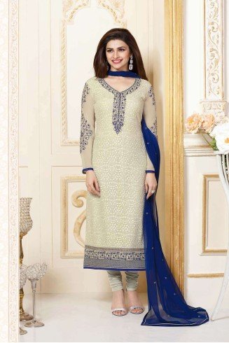 K3301 CREAM AND BLUE KASEESH PRACHI-15 PARTY WEAR SALWAR KAMEEZ SUIT