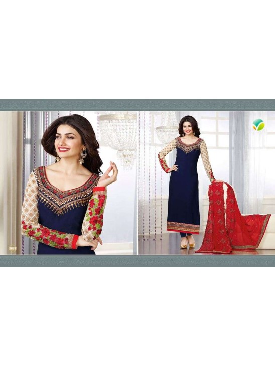 K3663 NAVY BLUE KASEESH PRACHI-17 PARTY WEAR SALWAR KAMEEZ SUIT