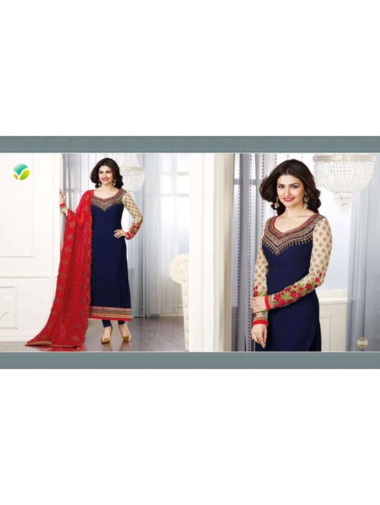 K3663 NAVY BLUE KASEESH PRACHI-17 PARTY WEAR SALWAR KAMEEZ SUIT