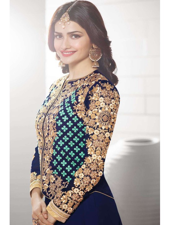 K3931 NAVY BLUE KASEESH PRACHI DESIGNER ANARKALI SUIT