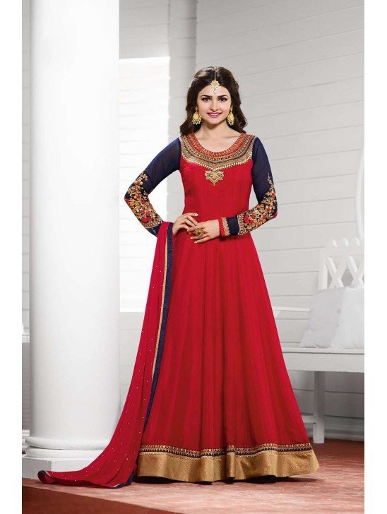 K3934 RED AND BLUE PARTY ANARKALI SUIT