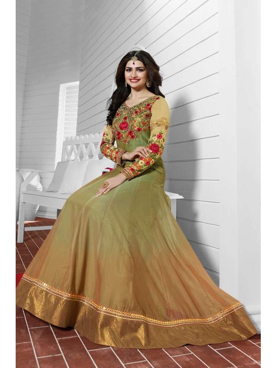 K3935 MENDHI GREEN EID PARTY ANARKALI SUIT