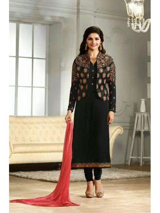 K4113 BLACK KASEESH PRACHI-21 JACKET STYLE SALWAR KAMEEZ SUIT