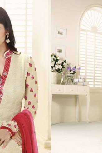 Cream Party Salwar Suit Embroidered Indian Dress