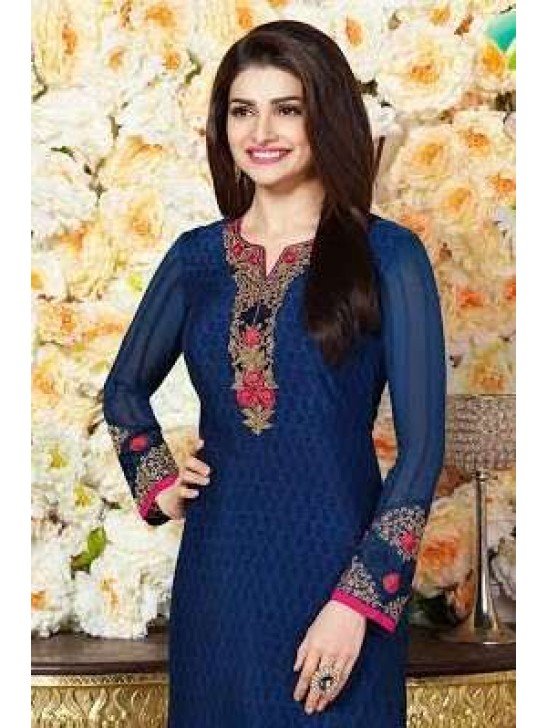 KS3481 NAVY KASEESH SILKINA CREPE SALWAR SUIT