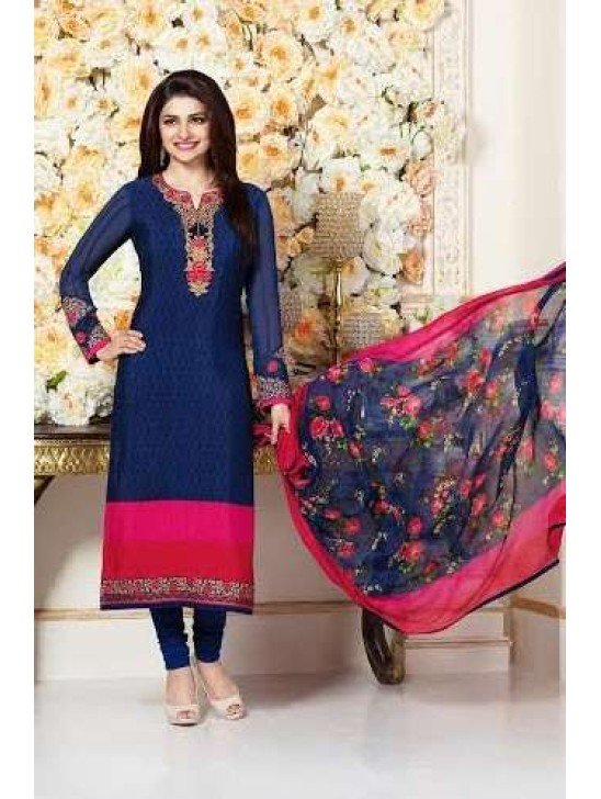 KS3481 NAVY KASEESH SILKINA CREPE SALWAR SUIT