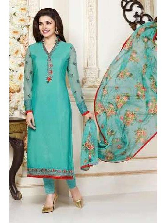 KS3484 LIMPET SHELL BLUE KASEESH SILKINA CREPE SALWAR SUIT