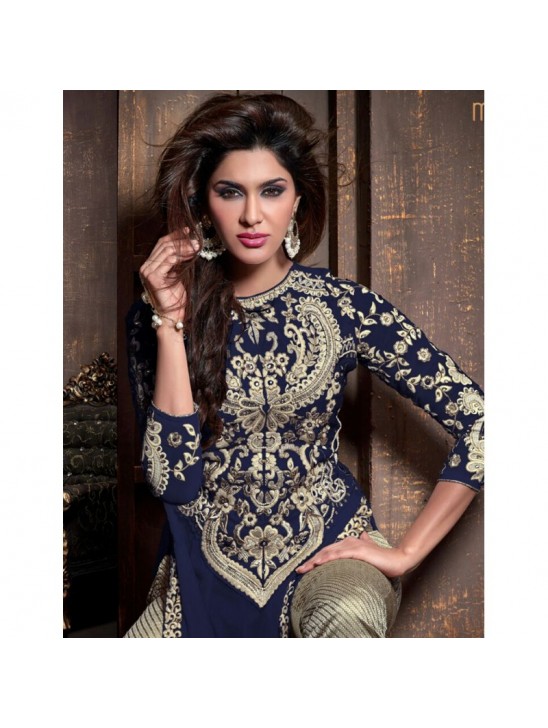 ZMS16003 Blue With Gold MAISHA MASKEEN Dress