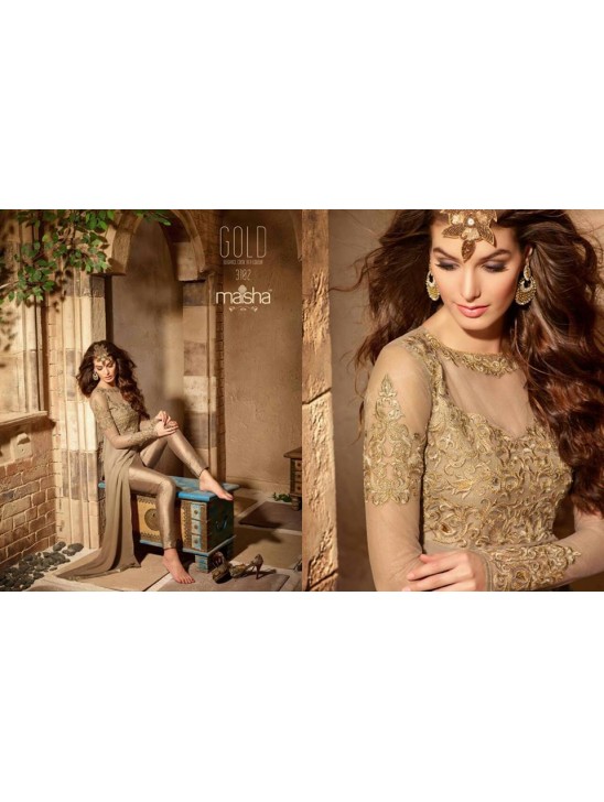 Gold Anarkali Salwar Suit Indian Party Wear