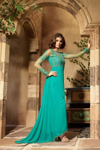 Turquoise Anarkali Suit Maisha Designer Dress