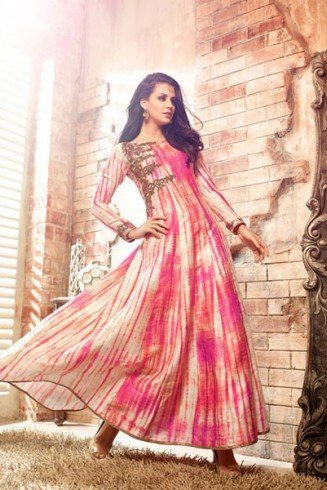 Pink & Yellow Long Maxi Indian Designer Anarkali Suit