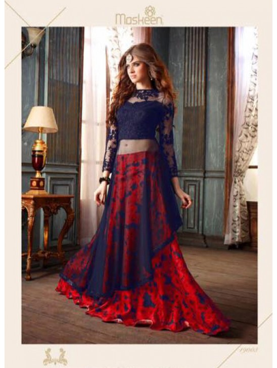 ZMA19003 NAVY BLUE AND RED MAISHA ADDICTION 5 PARTY WEAR SUIT