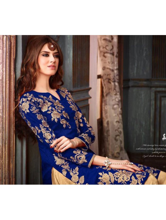 Blue & Gold Patiyala Suit Indian Punjabi Dress