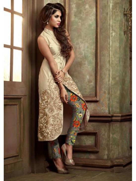 ZMA19004 BEIGE MAISHA ADDICTION 5 PARTY WEAR SUIT