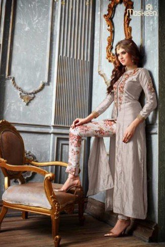 Ash Grey Designer Dress Indian Party Wear Suit