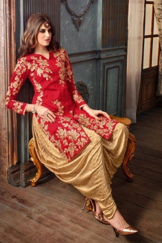 Red & Gold Patiala Suit Indian Punjabi Wedding Dress