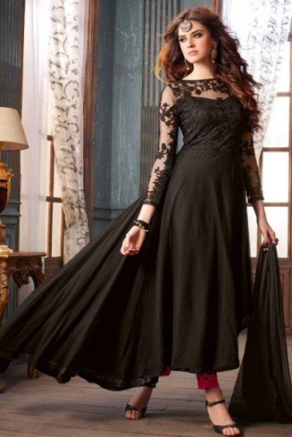 Black Evening Gown Pakistani Designer Party Dress