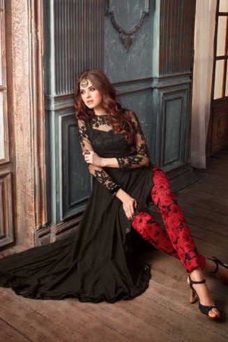 Black Evening Gown Pakistani Designer Party Dress