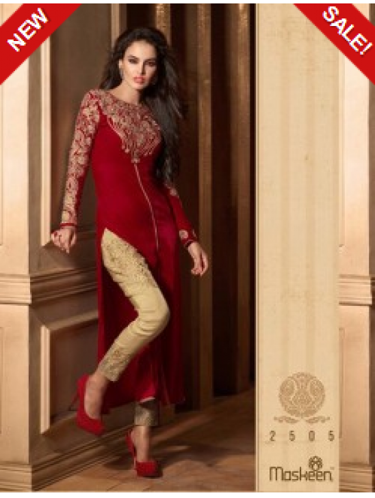 M2505 RED MAISHA VELVET SALWAR SUIT.