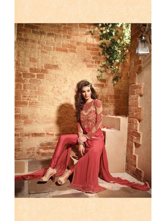 MN2709 PEACH MAISHA NEERJA GEORGETTE SUIT