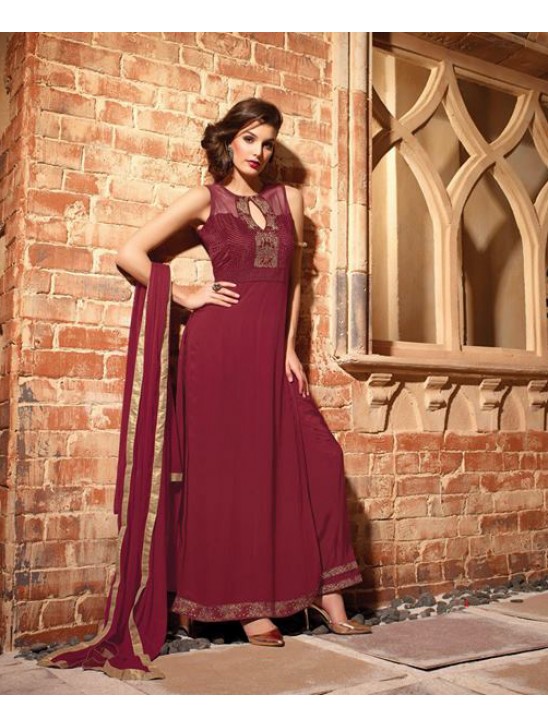 MN2701 MAROON MAISHA NEERJA GEORGETTE SUIT