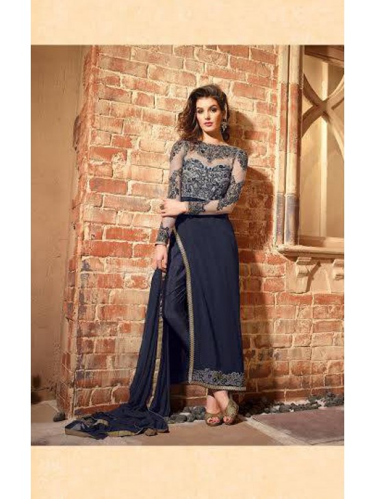 MN2702 SNORKEL BLUE MAISHA NEERJA GEORGETTE SUIT