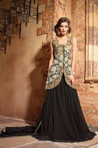 MN2706 BLACK MAISHA NEERJA GEORGETTE ANARKALI SUIT